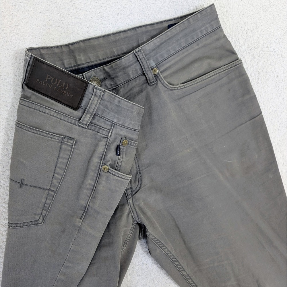 Polo Ralph Lauren Mens The Stretch Slim Jeans Rope Dyed Gray- 36x34 DISTRESSED
